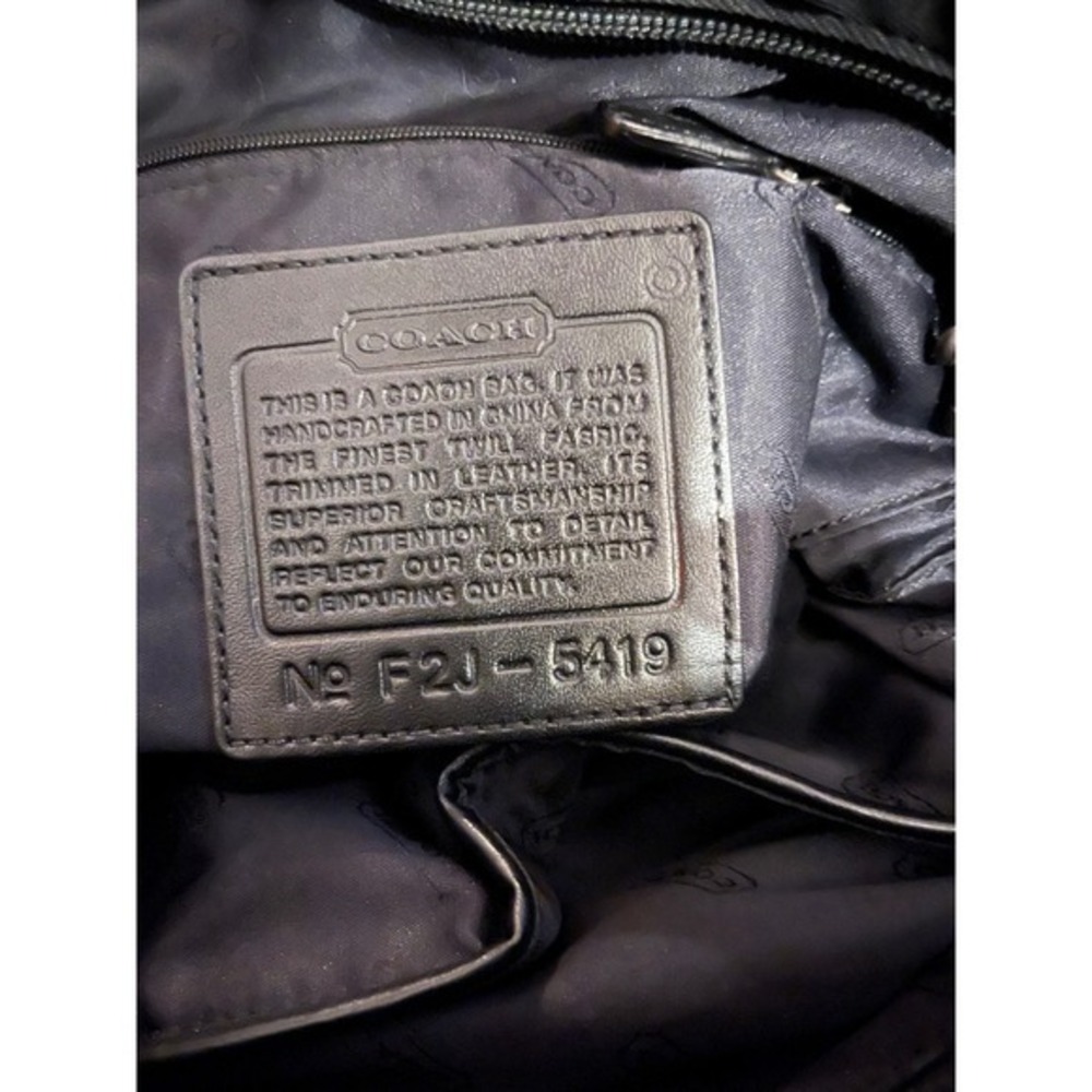 Coach Blk Nylon Leather Trim Tote Bag Shoulder Purse Diaper Bag Handbag F2J 5419 - Picture 2 of 6